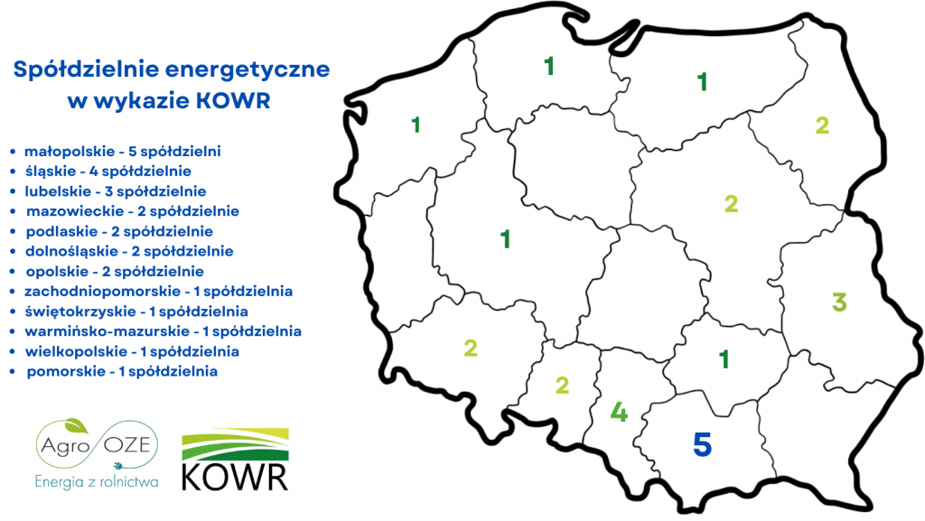 Mapa spółdzielni energetycznych w Polsce - stan na styczeń 2024 r.